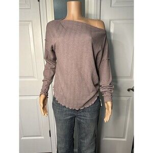 Project Social T Women’s Thermal Waffle Long Sleeve Off Shoulder purple - Med